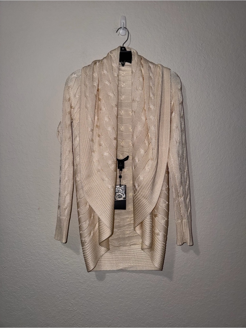 NWT Ralph Lauren Black label Cable-Knit Circle Draped Open Silk Cardigan